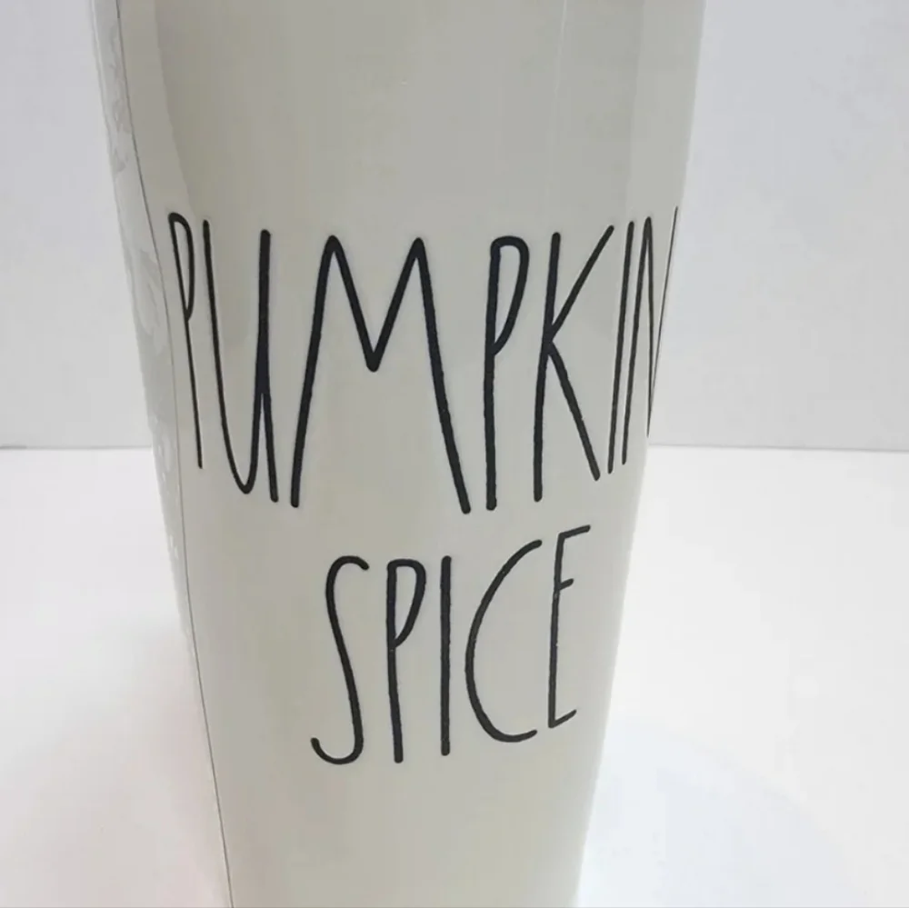 Rae Dunn Pumpkin Spice Ceramic Travel Tumbler Mug Cup with Lid Fall Autumn